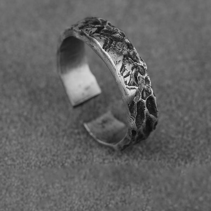 WorldNorse Handgefertigtes 999 Silber Handgefertigter Ring mit robuster Oberfläche - Retro Schwarz - NEIN DANKE - image 3