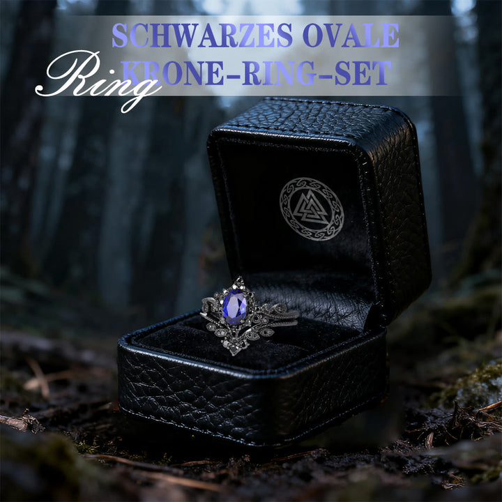 WorldNorse Schwarzes ovales Kronenring-Set - image 2