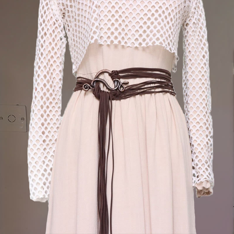 WorldNorse – Mehrriemengürtel mit schlangenförmiger Schnalle - Braun - image 4