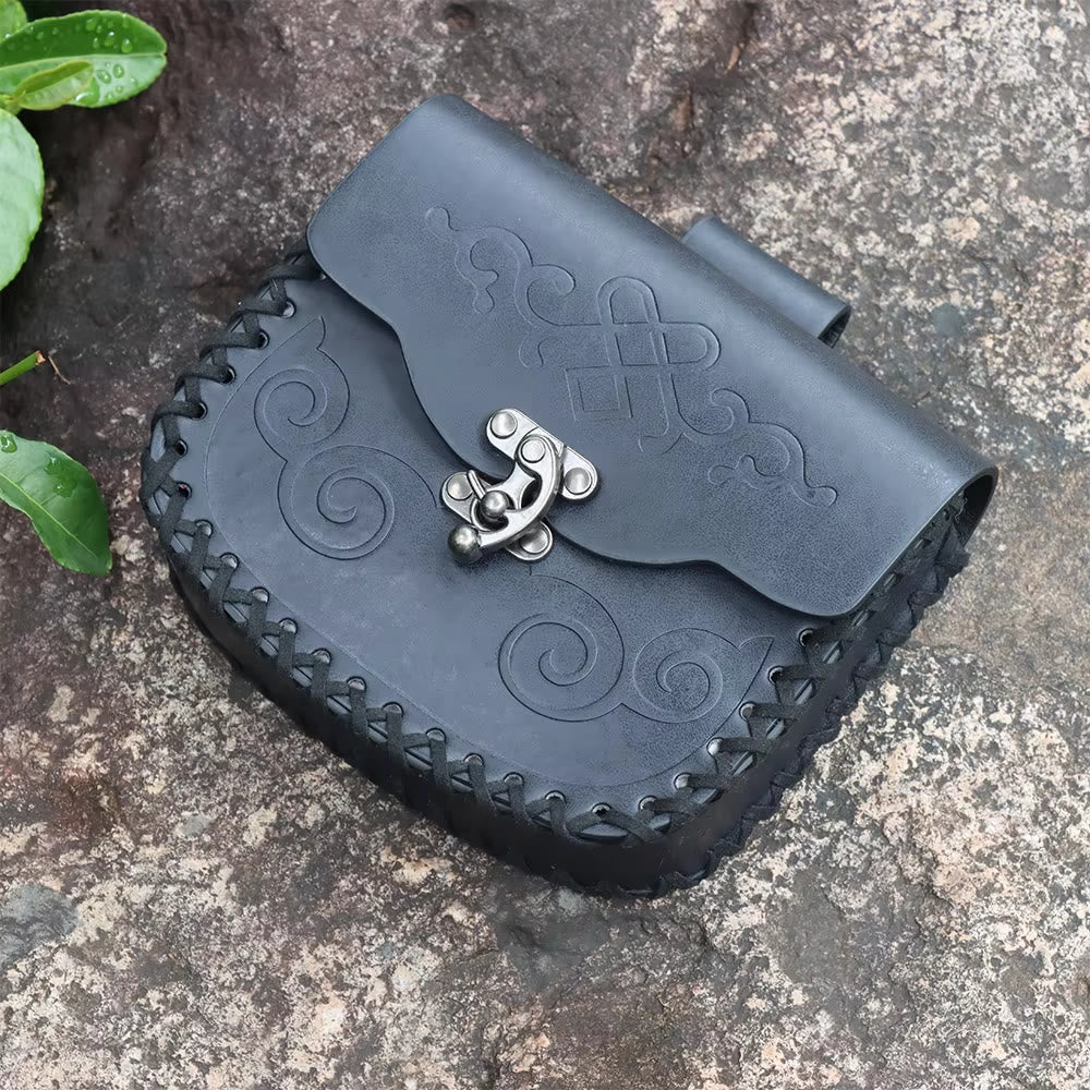 WorldNorse – Beuteltasche aus ethnischem Leder mit Prägung - image 6