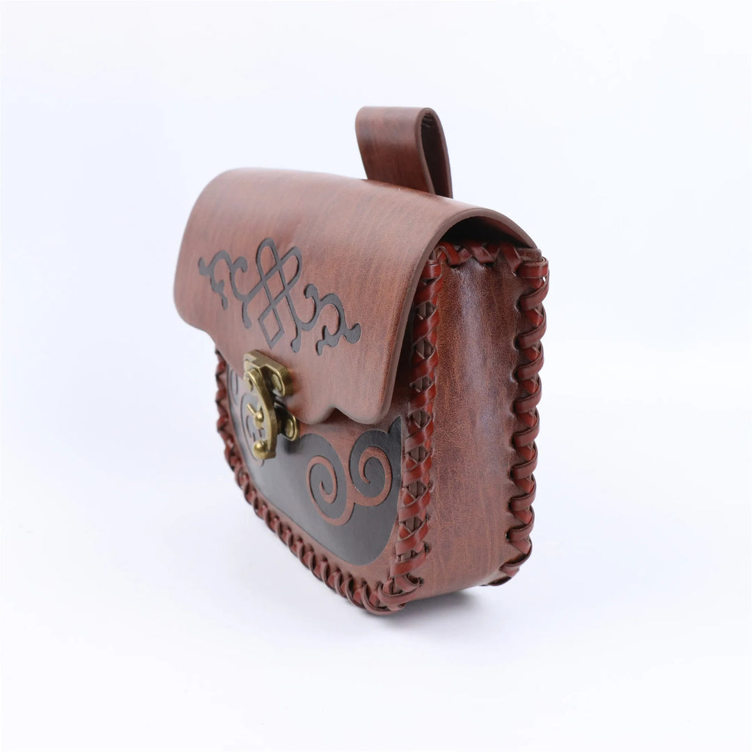 WorldNorse – Beuteltasche aus ethnischem Leder mit Prägung - image 3
