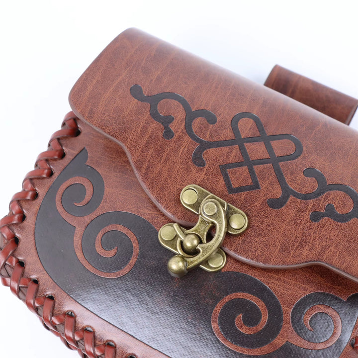 WorldNorse – Beuteltasche aus ethnischem Leder mit Prägung - image 2