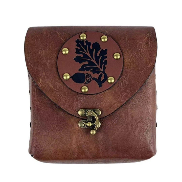 WorldNorse – Vintage-Tasche mit Eichenblatt- und Eichel-Nieten - Braun - image 2