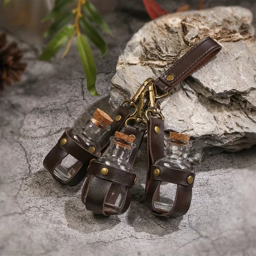 WorldNorse Vintage-Set mit Zaubertrankflaschen und Korken aus Leder - Braun - image 0