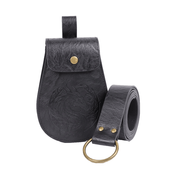 WorldNorse Retro-Ledertasche mit Drachenprägung - Tasche + Gürtel - Schwarz - image 5