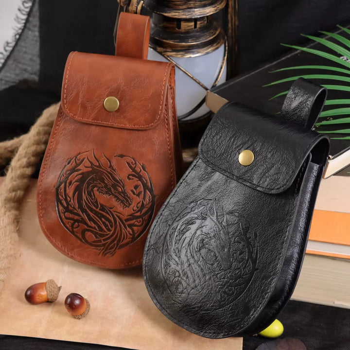 WorldNorse Retro-Ledertasche mit Drachenprägung - image 0