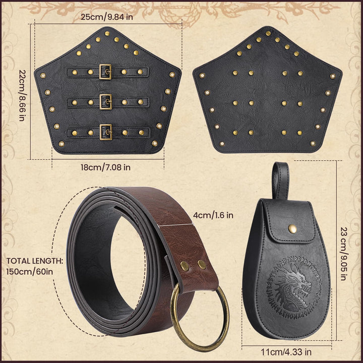 WorldNorse Vintage Drachen geprägt Schnalle Tasche Gürtel Arm Armschienen Schwert Gürtel Scheide Set - image 8
