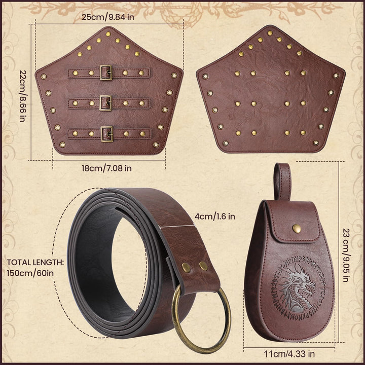 WorldNorse Vintage Drachen geprägt Schnalle Tasche Gürtel Arm Armschienen Schwert Gürtel Scheide Set - image 5
