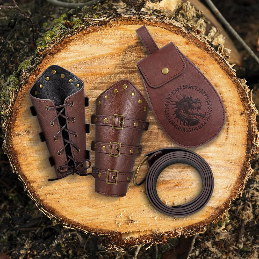 WorldNorse Vintage Drachen geprägt Schnalle Tasche Gürtel Arm Armschienen Schwert Gürtel Scheide Set - image 1