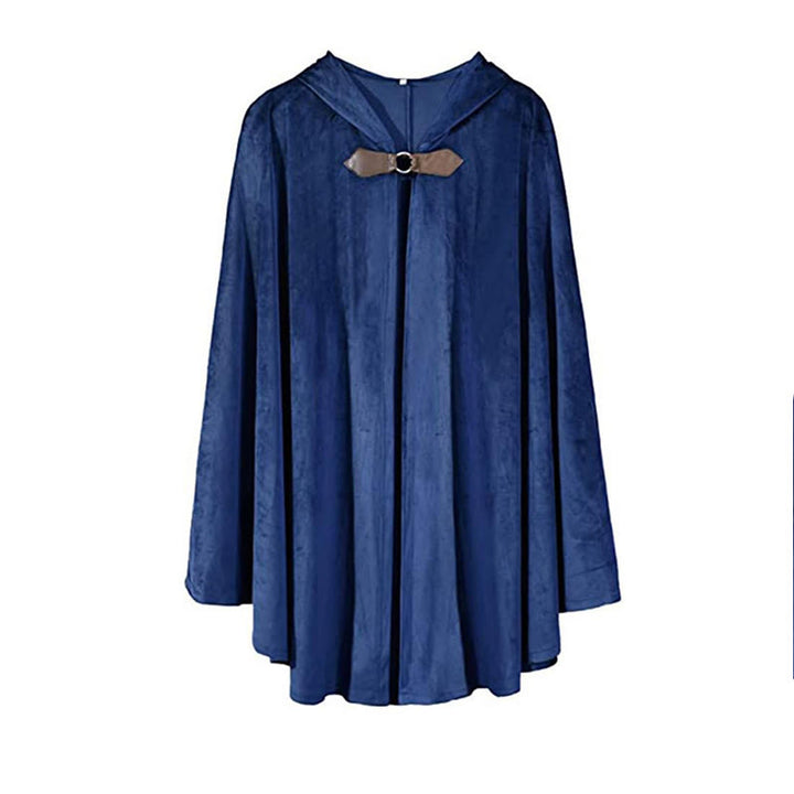 WorldNorse Rustikaler Cosplay-Umhang mit Kapuze und Schnallenbesatz - Blau - image 5