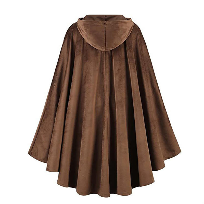 WorldNorse Rustikaler Cosplay-Umhang mit Kapuze und Schnallenbesatz - image 2