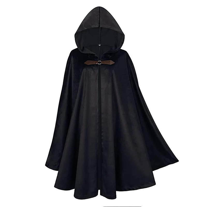 WorldNorse Rustikaler Cosplay-Umhang mit Kapuze und Schnallenbesatz - image 7