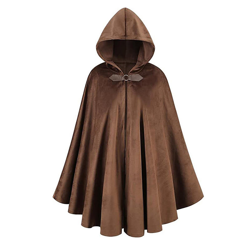 WorldNorse Rustikaler Cosplay-Umhang mit Kapuze und Schnallenbesatz - image 0