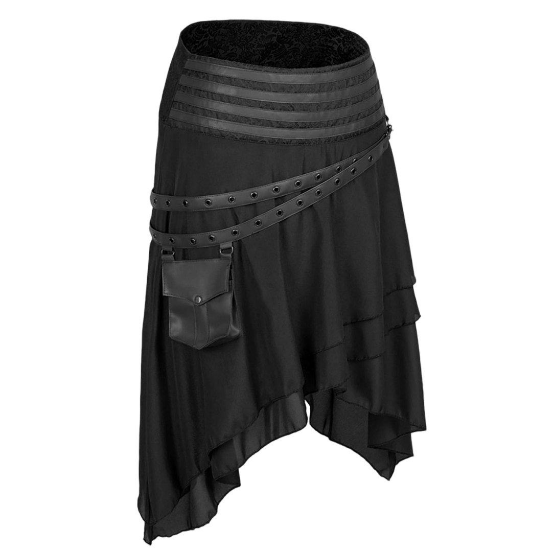 WorldNorse Asymmetrischer Kostümrock mit Gürteltasche - Schwarz - US/UK/AU52, EU62 (6XL) - image 5
