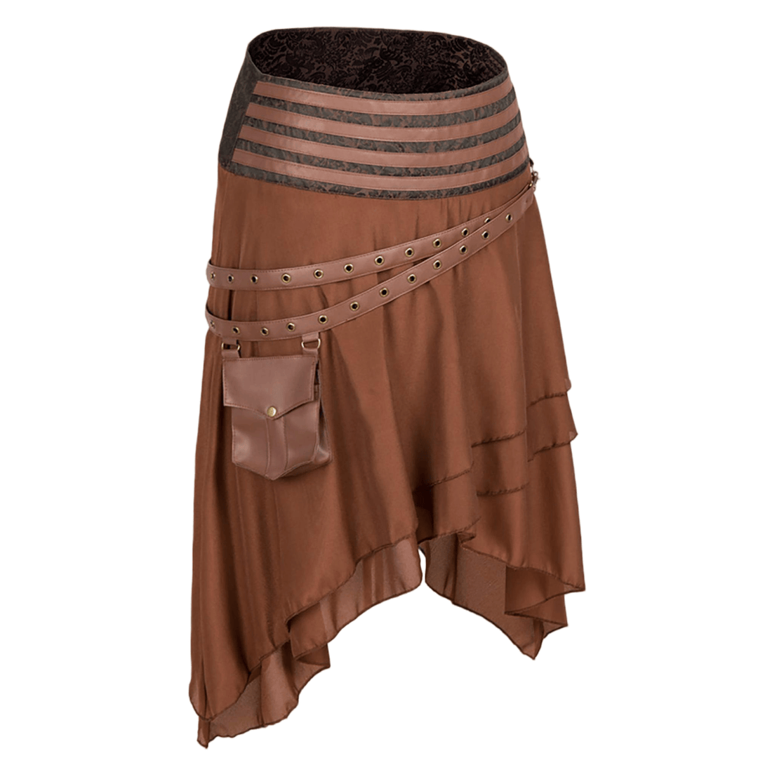 WorldNorse Asymmetrischer Kostümrock mit Gürteltasche - Braun - US/UK/AU52, EU62 (6XL) - image 0