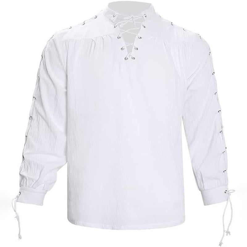WorldNorse Mittelalterliches Kostümhemd mit Schnürung - Weiß - US/UK/AU50, EU60 (5XL) - image 9
