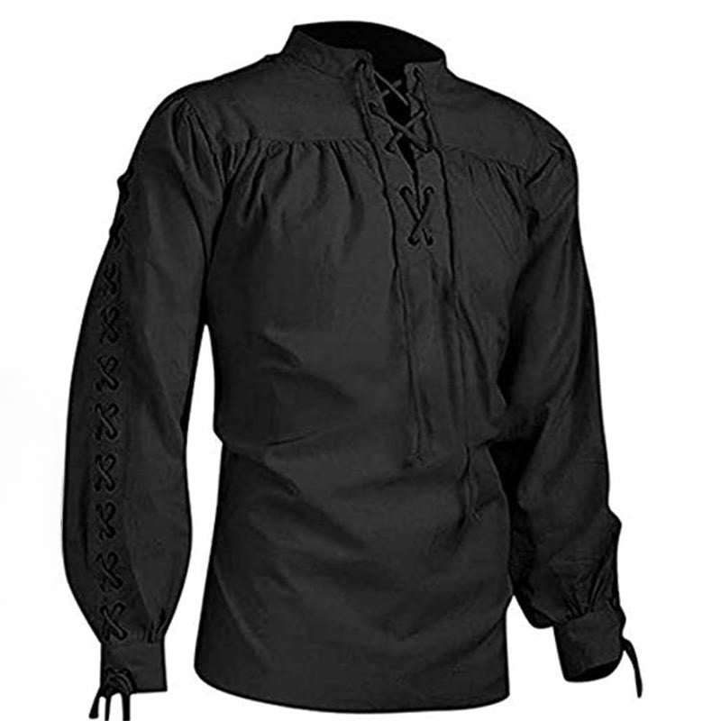 WorldNorse Mittelalterliches Kostümhemd mit Schnürung - Schwarz - US/UK/AU50, EU60 (5XL) - image 5