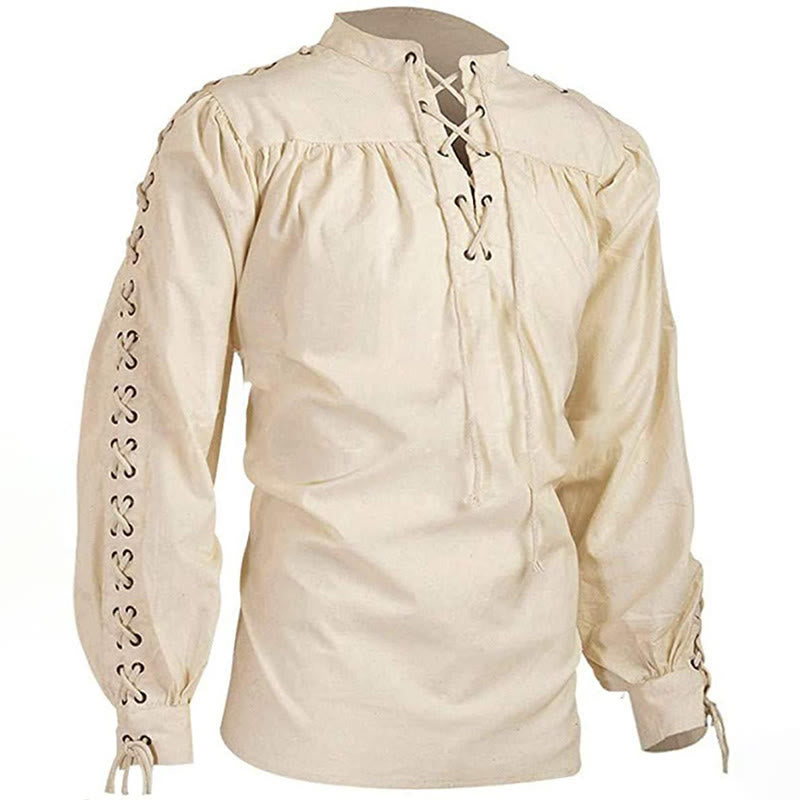 WorldNorse Mittelalterliches Kostümhemd mit Schnürung - Creme - US/UK/AU50, EU60 (5XL) - image 1