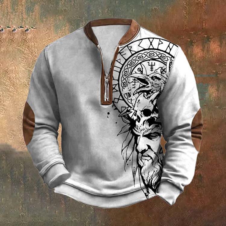 WorldNorse Mythic Vegvisir Totenkopf- Rune Reißverschluss-Sweatshirt - US/UK/AU52, EU62 (6XL) - image 0