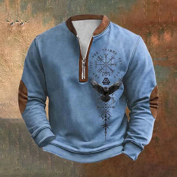 WorldNorse Nordic Emblazoned Vegvisir Valknut Reißverschluss-Sweatshirt - Blau - US/UK/AU52, EU62 (6XL) - image 2
