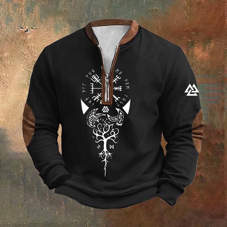 WorldNorse Celestial Yggdrasil Rune Valknut Reißverschluss-Sweatshirt - US/UK/AU52, EU62 (6XL) - image 0