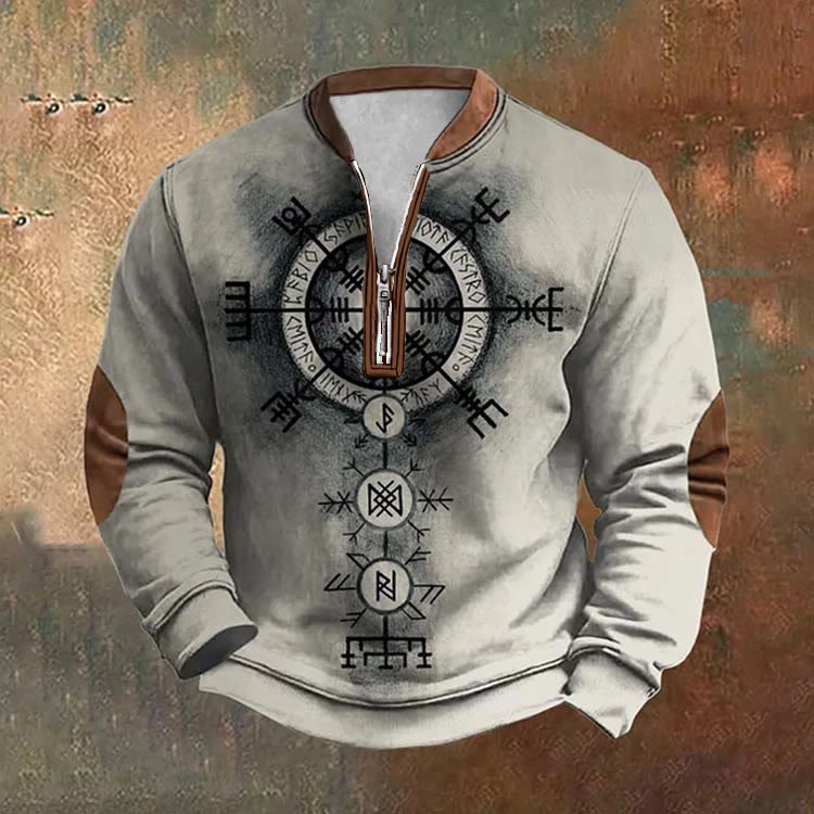 WorldNorse Esoteric Rune Compass Vegvisir Reißverschluss-Sweatshirt - US/UK/AU52, EU62 (6XL) - image 0