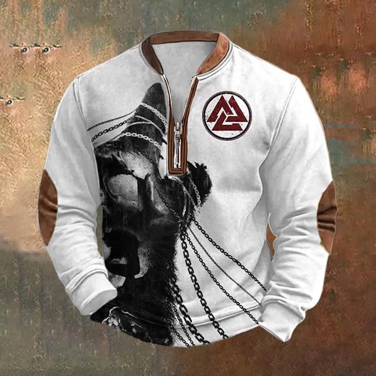WorldNorse Gritty Chain Fenrir Valknut Reißverschluss-Sweatshirt - US/UK/AU52, EU62 (6XL) - image 0