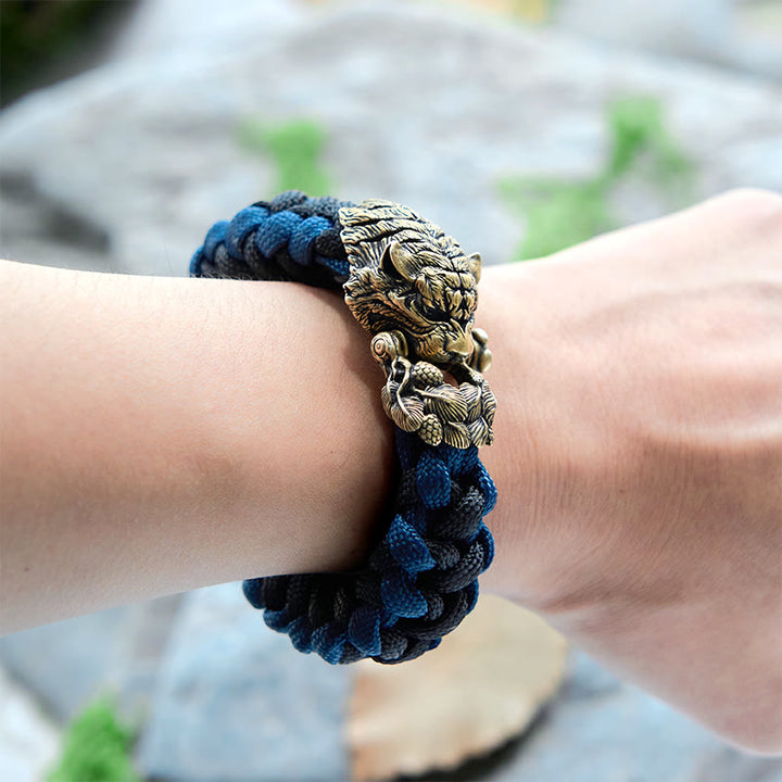 WorldNorse Wikinger-Armband mit Tigerkopf und Paracord-Flechtmotiv - image 10