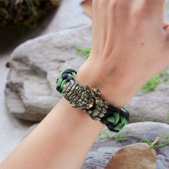 WorldNorse Wikinger-Armband mit Tigerkopf und Paracord-Flechtmotiv - image 17
