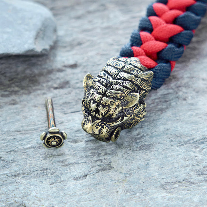 WorldNorse Wikinger-Armband mit Tigerkopf und Paracord-Flechtmotiv - image 2