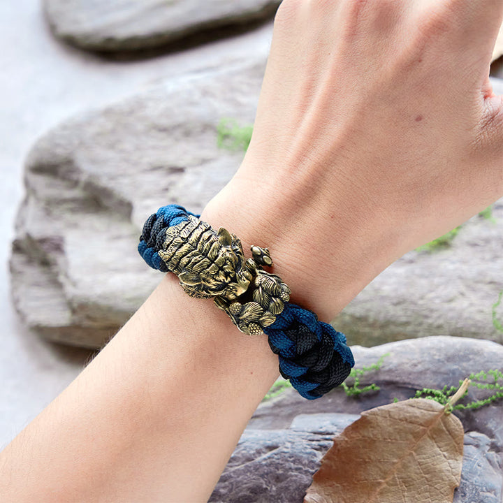 WorldNorse Wikinger-Armband mit Tigerkopf und Paracord-Flechtmotiv - image 11