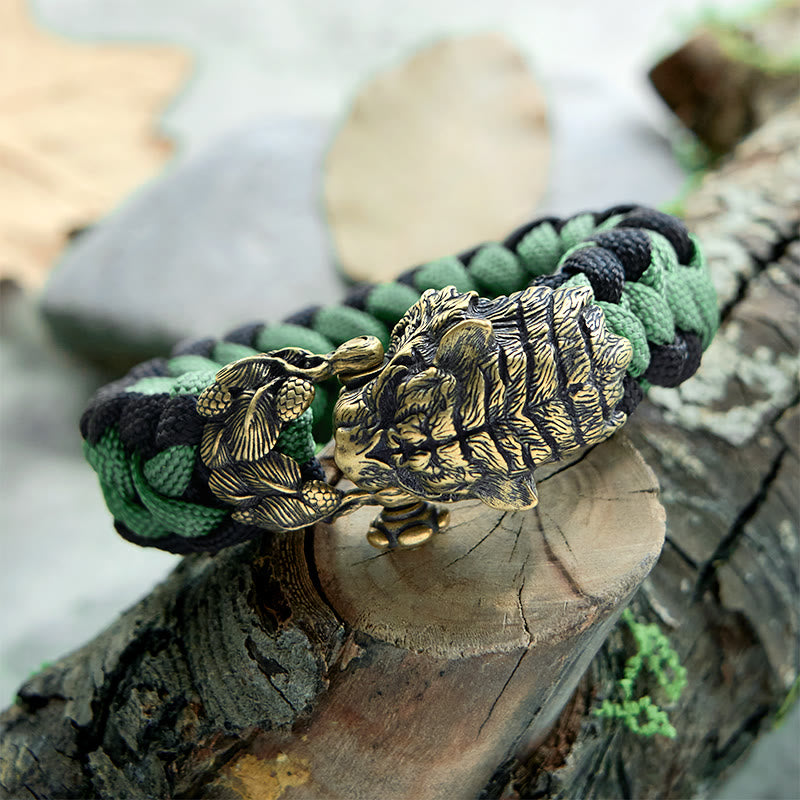 WorldNorse Wikinger-Armband mit Tigerkopf und Paracord-Flechtmotiv - image 13