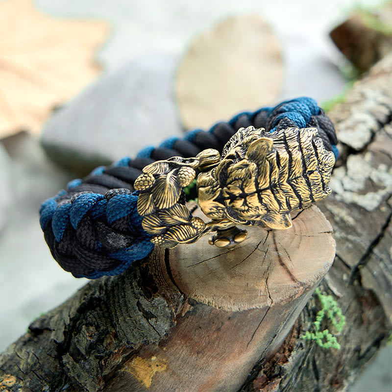 WorldNorse Wikinger-Armband mit Tigerkopf und Paracord-Flechtmotiv - image 7
