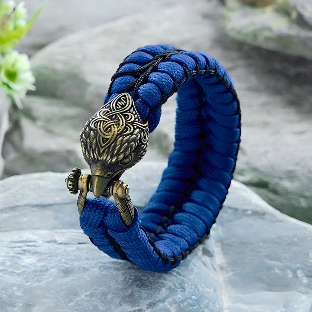 WorldNorse Viking Antikes Raven -Paracord-Geflochtenes Armband - Blau - Innenumfang: 24 cm (Gesamtlänge 28 cm) - image 0