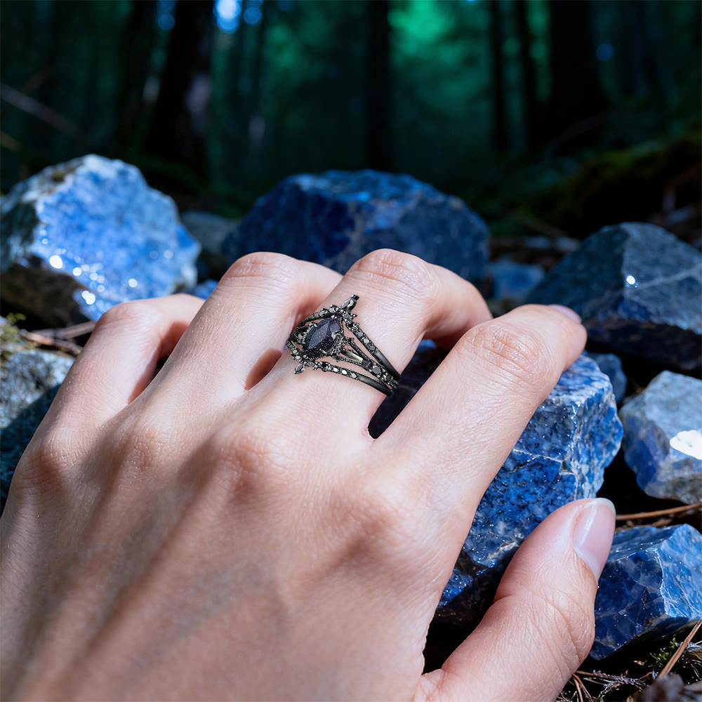 WorldNorse Galaxy Blue Sandstein Dreiteiliges Ring-Set - image 1