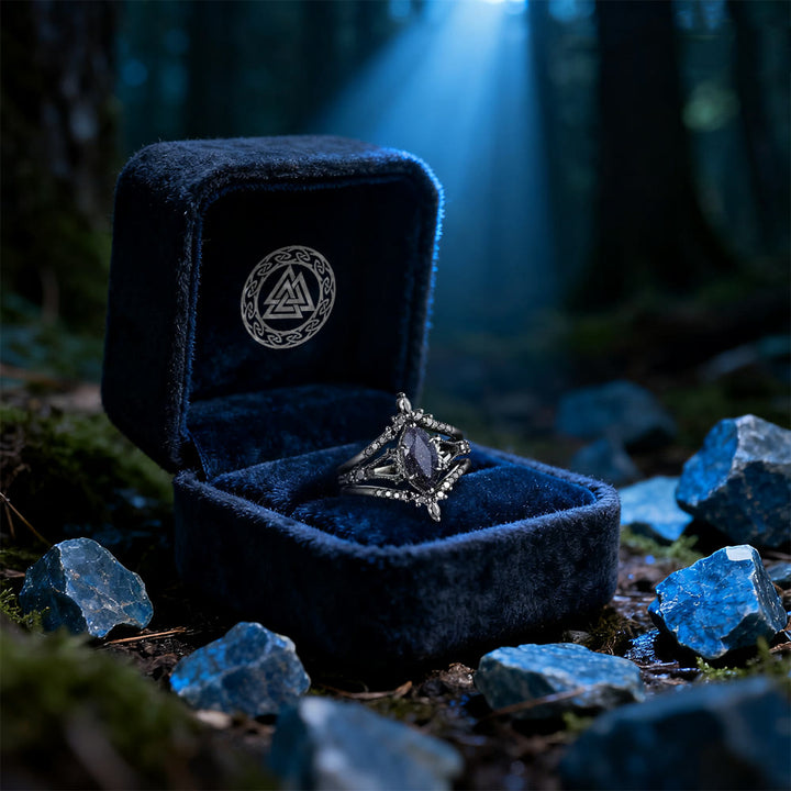 WorldNorse Galaxy Blue Sandstein Dreiteiliges Ring-Set - image 4