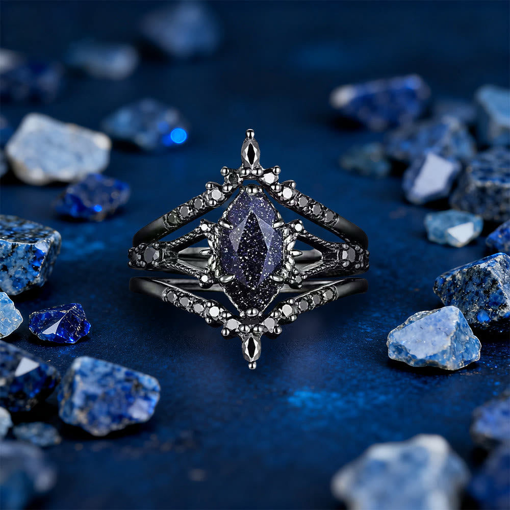 WorldNorse Galaxy Blue Sandstein Dreiteiliges Ring-Set - 65mm - image 0