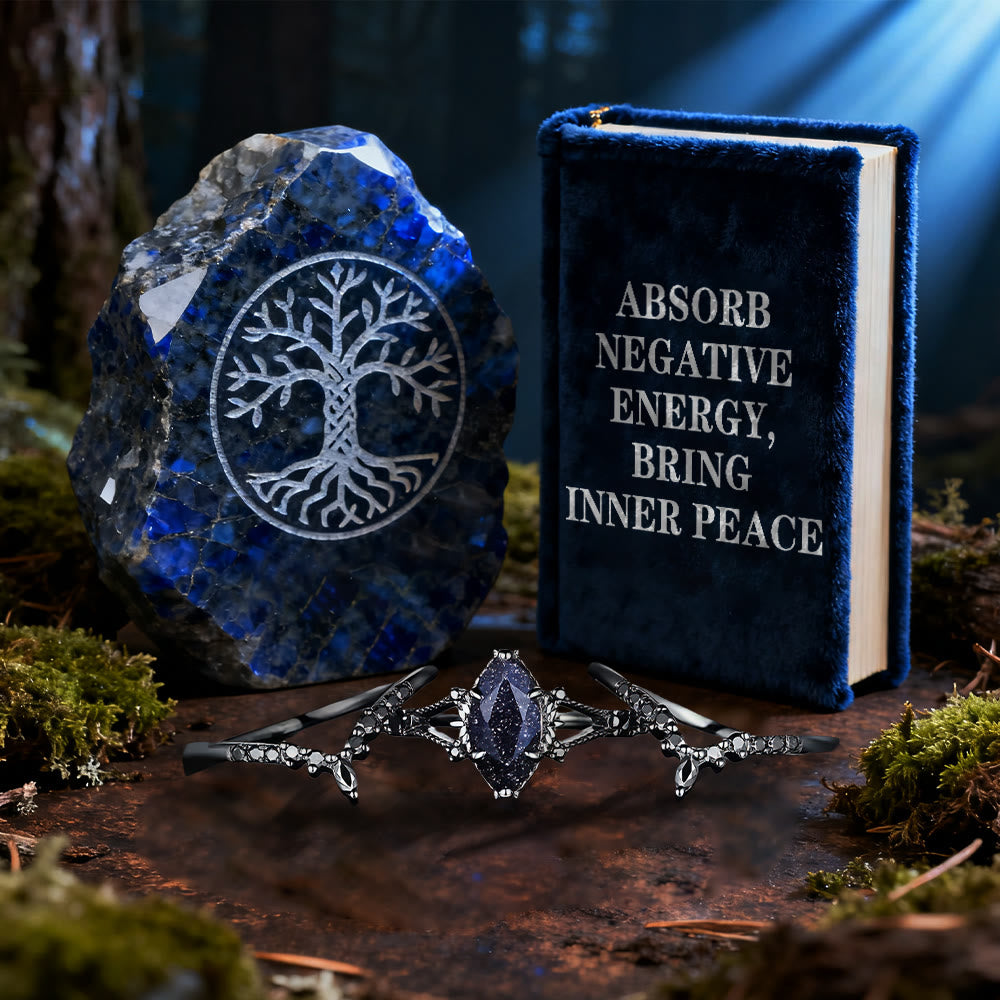WorldNorse Galaxy Blue Sandstein Dreiteiliges Ring-Set - image 3