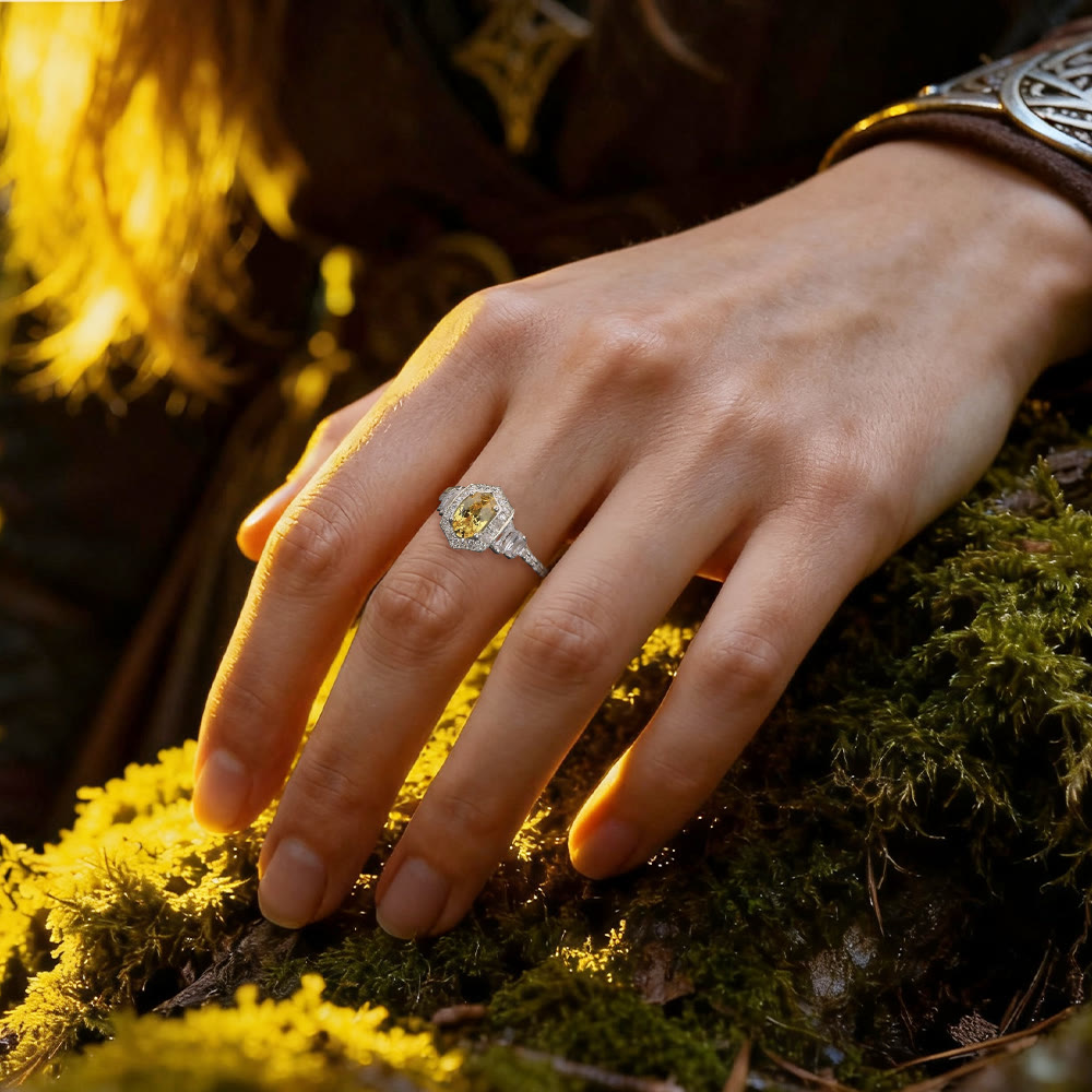 WorldNorse Golden Radiance Citrin-Halo-Ring - image 1