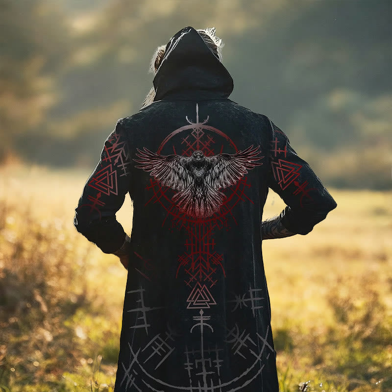 WorldNorse Mystic Vegvisir Raven Rune Kapuzenumhang - US/UK/AU52, EU62 (6XL) - image 0