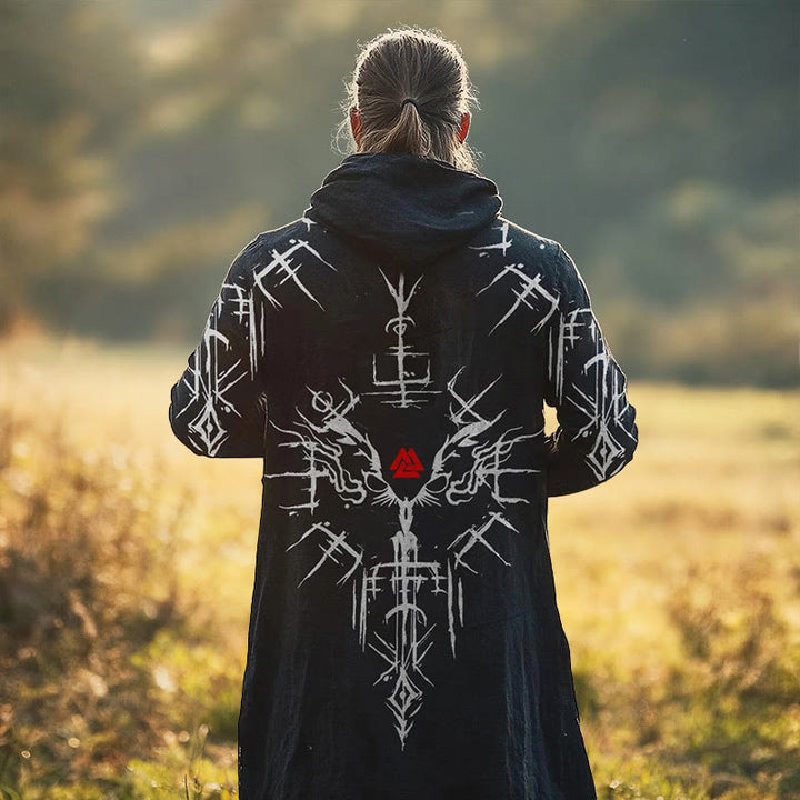 WorldNorse Viking Rune Beast Valknut Kapuzenumhang - US/UK/AU52, EU62 (6XL) - image 0