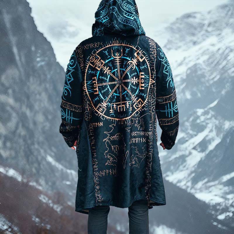 WorldNorse Celestial Rune Compass Map Kapuzenumhang - US/UK/AU52, EU62 (6XL) - image 0