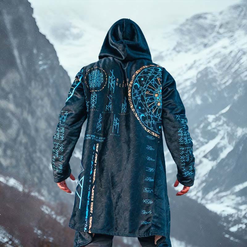 WorldNorse Astral Lunar Rune Kompass Karte Kapuzenumhang Mantel - US/UK/AU52, EU62 (6XL) - image 0