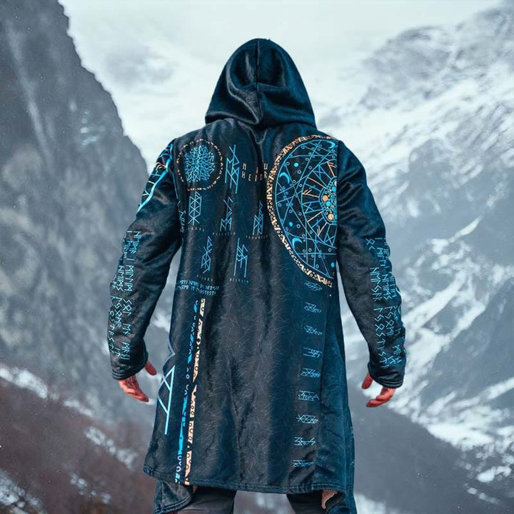 WorldNorse Astral Lunar Rune Kompass Karte Kapuzenumhang Mantel - US/UK/AU52, EU62 (6XL) - image 0