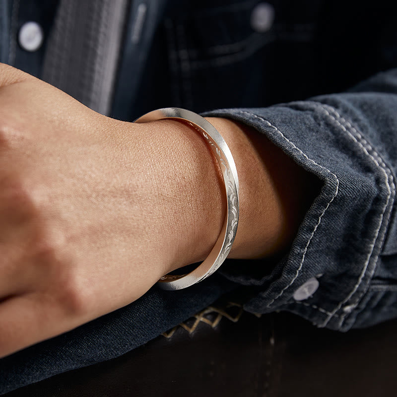 WorldNorse 999 Sterling Silber Graviertes Wellenarmband - image 1