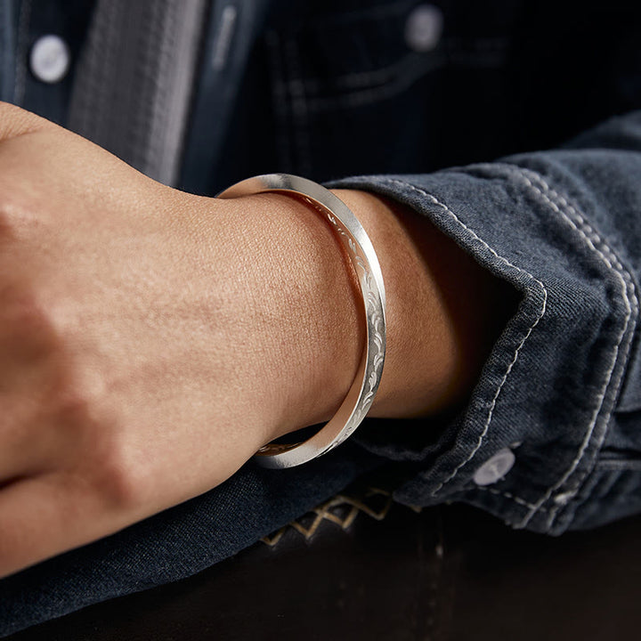 WorldNorse 999 Sterling Silber Graviertes Wellenarmband - image 1