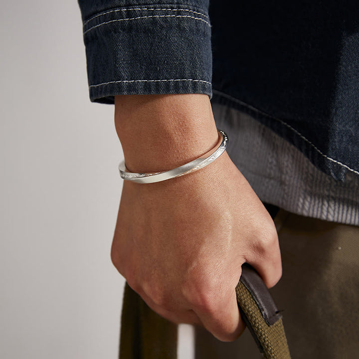 WorldNorse 999 Sterling Silber Graviertes Wellenarmband - image 3