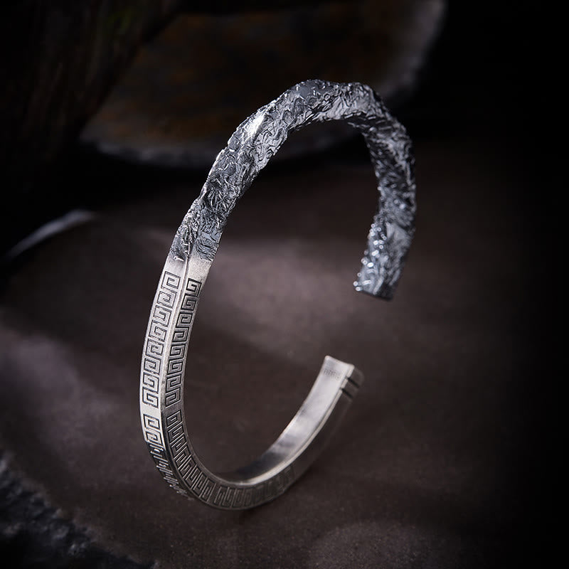 WorldNorse Handgefertigtes 999 Silber Strukturiertes Rock-Armband - Innenumfang 18-19 cm - NEIN DANKE - image 0