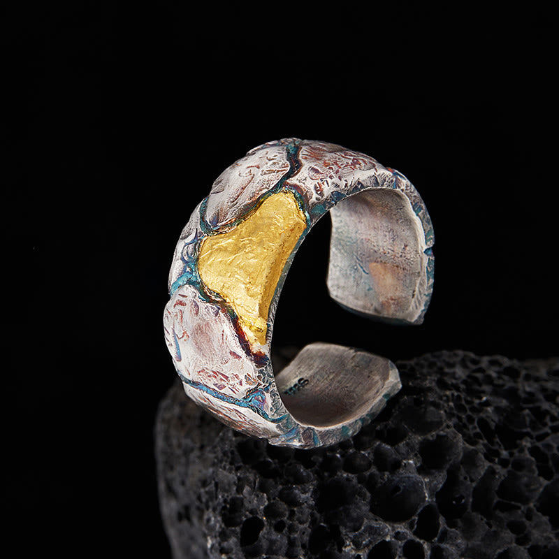 WorldNorse 999 Sterling Gold Mehrfarbiger Strukturierter Ring - Innenumfang 65-67,5 mm - image 0