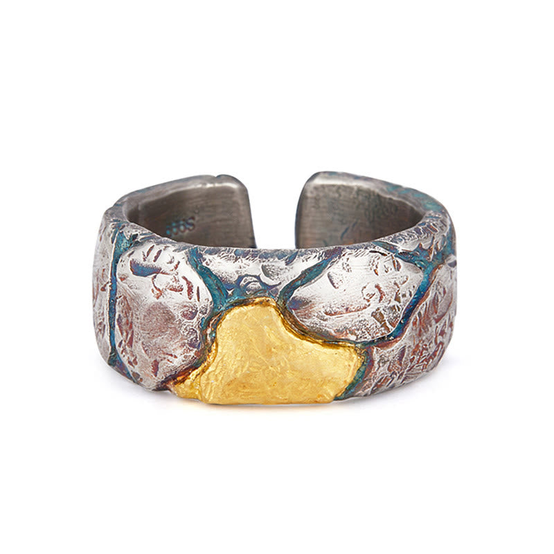 WorldNorse Handgefertigtes 999 Gold Mehrfarbiger Strukturierter Ring - image 2